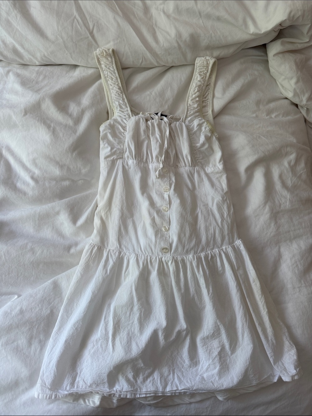 White Lace-Trim Cotton Slip Dress